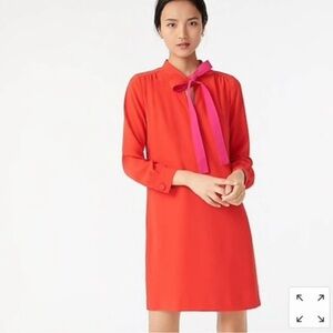💕❤️ J. Crew Shift Dress Crepe Fabric with Necktie #AR672 Red Pink Size 16 ❤️💕